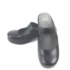 DANSKO Black Leather Mary Jane Slip-on Clog Shoe
